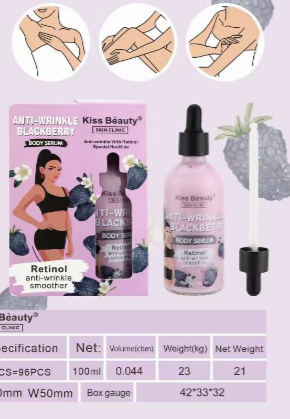 Serum Corporal Anti‑Arrugas Retinol y Moras Kiss Beauty 100 ml – Firmeza y Renovación con Antioxidantes 🍇