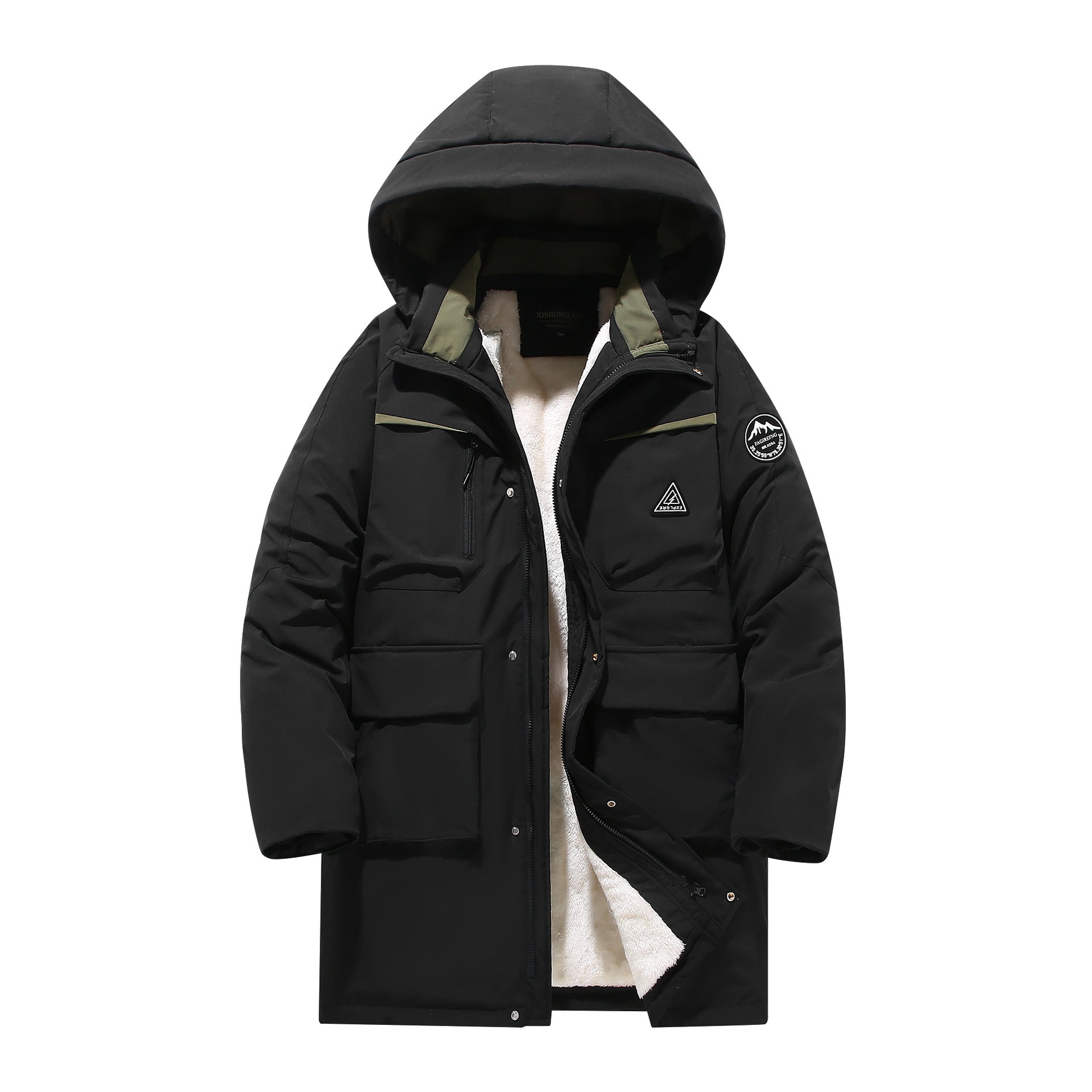 Winter Men's Cotton Coat Extra Large Size Mid-length With Hood Plus Size And Extra Thick Trendy For Big Men