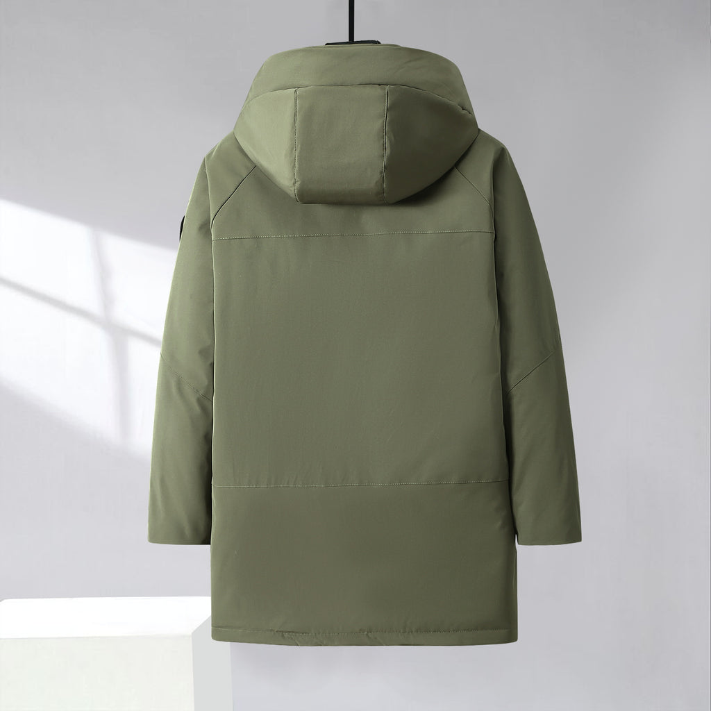 Winter Men's Cotton Coat Extra Large Size Mid-length With Hood Plus Size And Extra Thick Trendy For Big Men