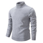 Men's Turtleneck Pullover Sweater Fashion Solid Color Fleece Lined Knitted Long-sleeved Top Clothing