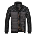 Winter Fashion Men's Jackets and Coats Outerwear 4XL PU Patchwork Stitching Self-cultivation Collar