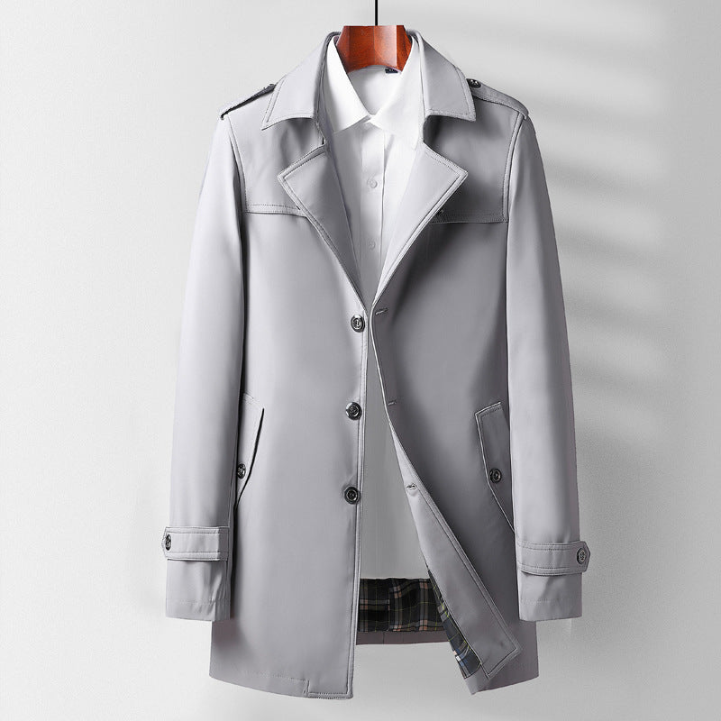 Mid-length Lapel Casual Fashionable Versatile Trench Coat For Young And Middle-aged