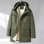 Winter Men's Cotton Coat Extra Large Size Mid-length With Hood Plus Size And Extra Thick Trendy For Big Men