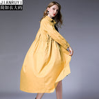 Large size women's fat mm2018 autumn new loose silhouette waist waistcoat long section thin thin coat 7028