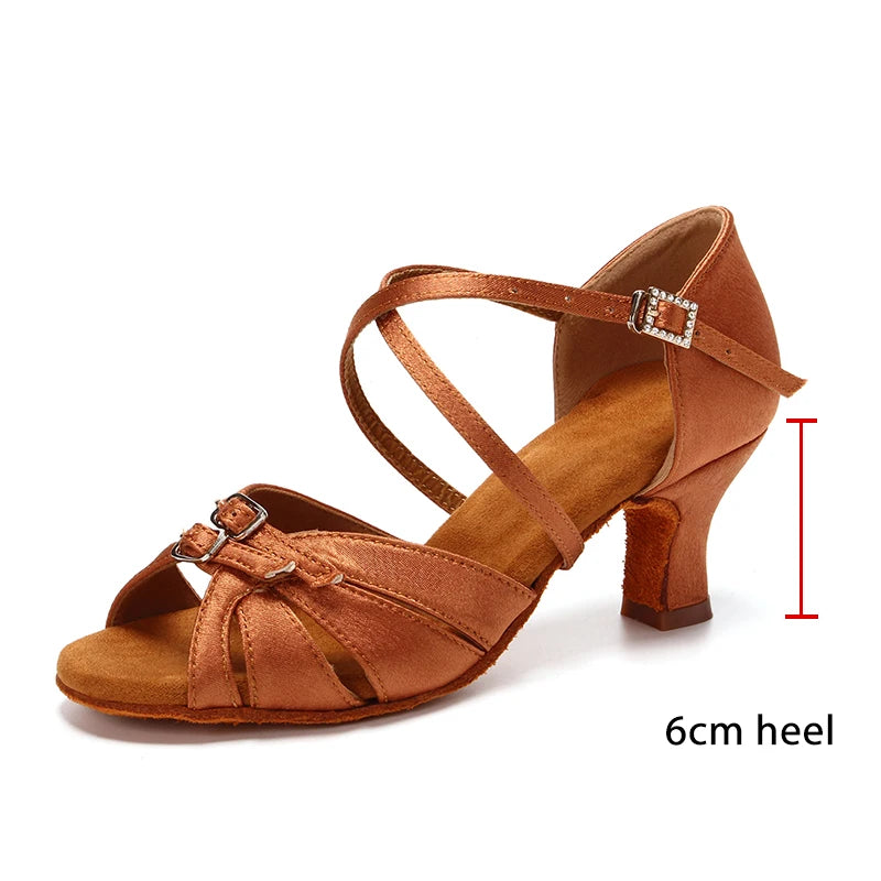 SWDZM Ballroom Women Latin Dance Shoes Modern Pole Dance Shoes Salsa Tango High Heel Adjustable Latin Shoes For Girls Ladies