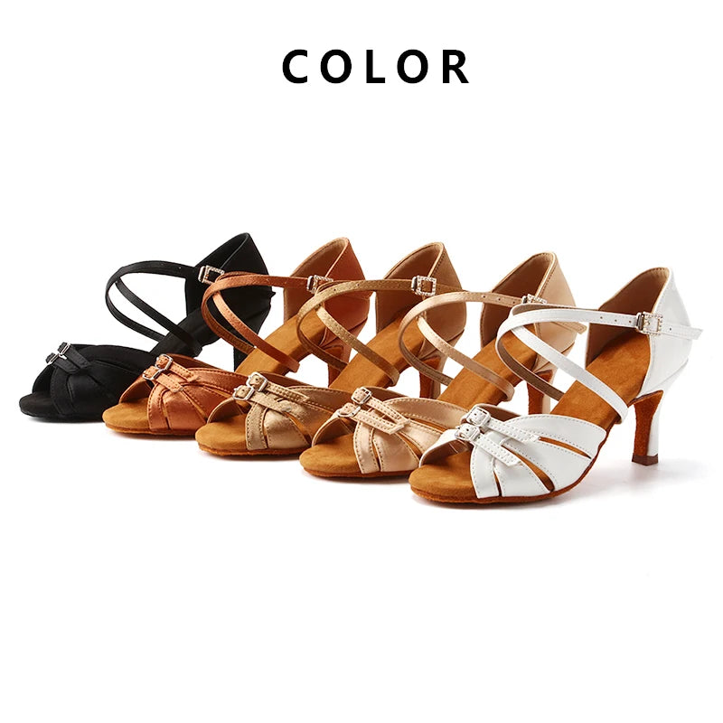 SWDZM Ballroom Women Latin Dance Shoes Modern Pole Dance Shoes Salsa Tango High Heel Adjustable Latin Shoes For Girls Ladies