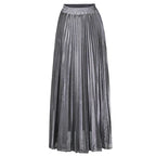 Check Skirt Pleated Maxi Skirt High Waist Harajuku Large Swing Gold Long Skirts For Women  XXL Saias