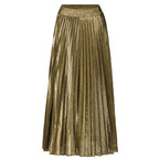 Check Skirt Pleated Maxi Skirt High Waist Harajuku Large Swing Gold Long Skirts For Women  XXL Saias