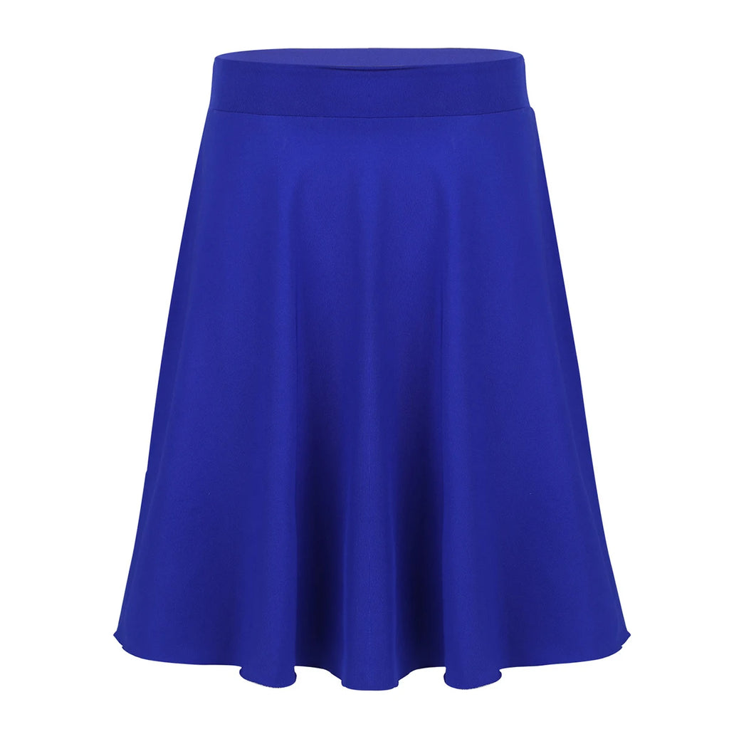 FEESHOW Kids Girls Skirts Big Girls Solid Color Lightweight Stretchy Knee Length Full A-Line Skater Skirt Casual Party Clothes