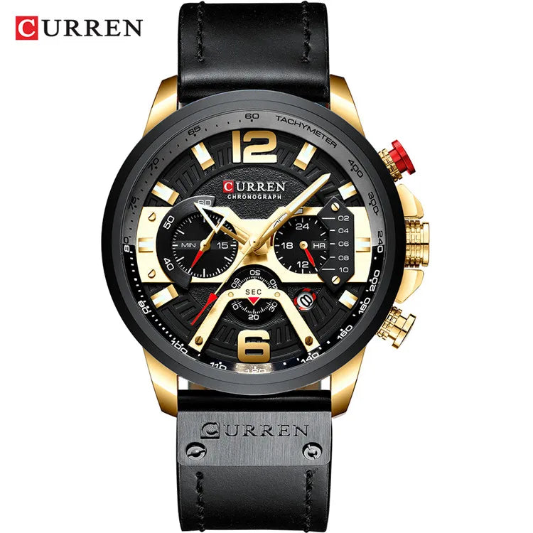 2021 CURREN Men Watches Top Brand Luxury Blue Leather Chronograph Sport Watch For Men Fashion Date Waterproof Clock Reloj Hombre