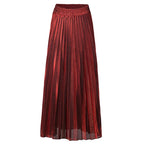 Check Skirt Pleated Maxi Skirt High Waist Harajuku Large Swing Gold Long Skirts For Women  XXL Saias