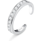 Fansilver S925 Sterling Silver Toe Rings for Women Adjustable White Gold Plated Flower Summer Beach Open Toe Rings Foot Jewelry