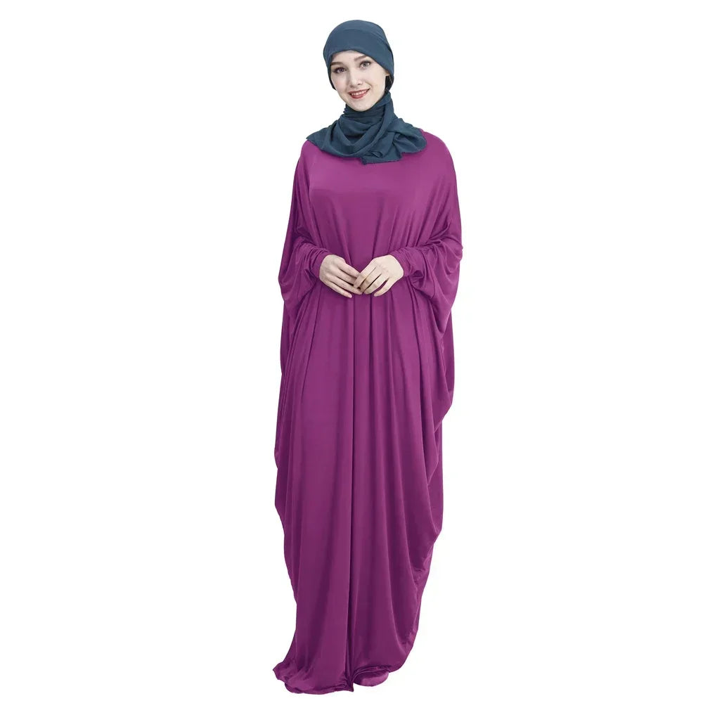 Ramadan Muslim Hijab Dress Abaya Dubai Prayer Garment One Piece Robe Islam Dresses for Women Solid Long Khimar Gown Turkey