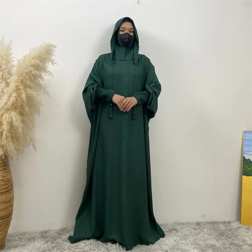 Layered Hoodies Abaya for Women Islamic Clothes One Piece Hooded Prayer Long Dress Muslim Dubai Turkey Modest Kaftan Ramadan Eid