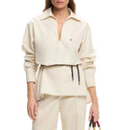 CHCH Women Elegant Solid Blouse Spring Summer Casual Long Sleeve V Neck Loose Shirt Office Lady Tunics Fashion Tops 2025