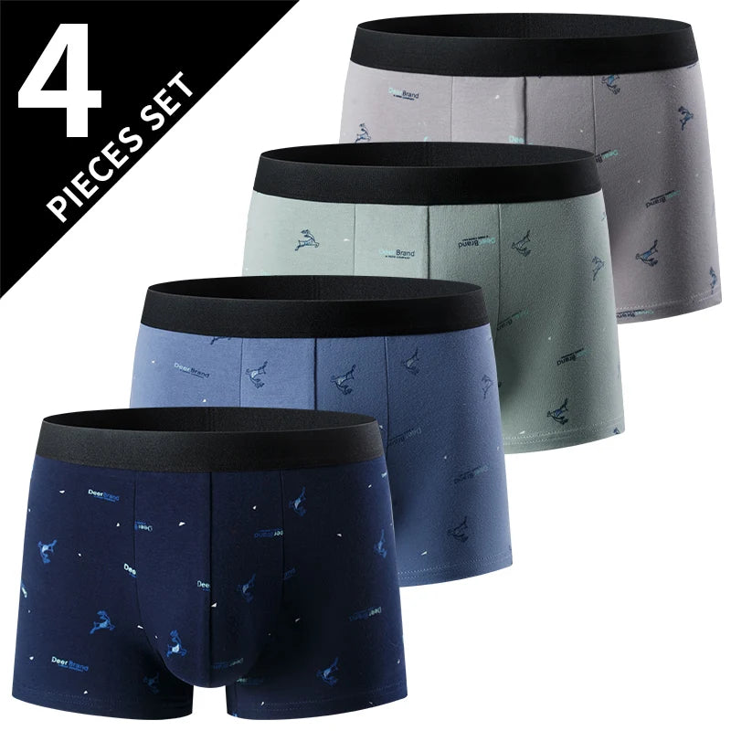 4-piece men's fashion plus-size printed underwear comfortable sexy shorts teenagers mixed underwear in a variety of colors