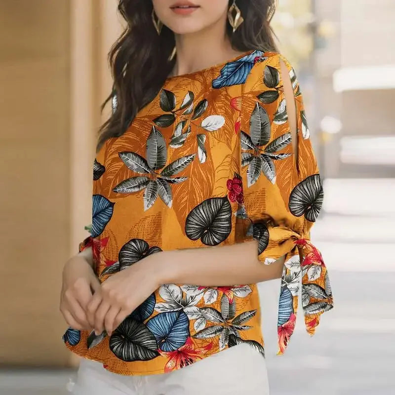 ZANZEA Woman Casual Polka Dots Printed Blouse Fashion Holiday Shirt Half Sleeve O-Neck Tunic Tops Elegant Party Chemise Oversize