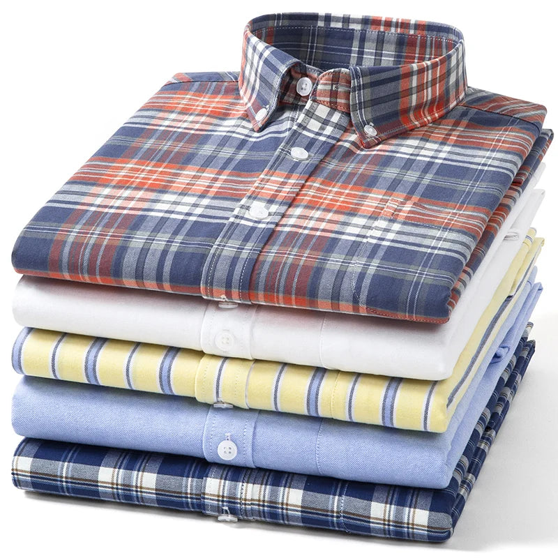 100%Pure Cotton Men's Shirt Long Sleeve Classic Versatile Soft Breathable Casual Fashion Business Social Shirt Men Clothing