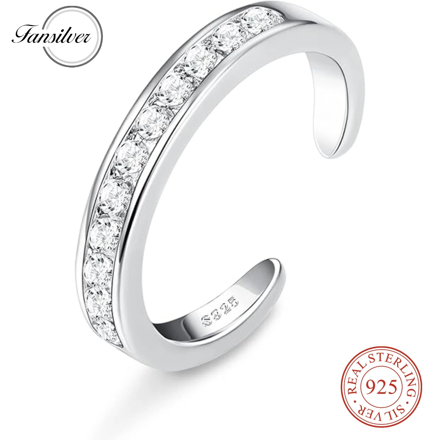 Fansilver S925 Sterling Silver Toe Rings for Women Adjustable White Gold Plated Flower Summer Beach Open Toe Rings Foot Jewelry