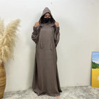 Layered Hoodies Abaya for Women Islamic Clothes One Piece Hooded Prayer Long Dress Muslim Dubai Turkey Modest Kaftan Ramadan Eid