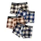 4pcs Men's Underwear New Style Men Boxer Shorts Fashion Men Panites Plus Size Underwear Summer Sexy Breathable Plaid Underpants