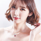 Cute Dog Woman Jewellery Set with Red Austrian Crystals Puppy Pendant Necklace Stud Earrings for Women Animal Accessories Gifts