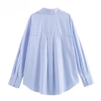 Women Fashion Spring Cotton Oxford Long Sleeve Single-breasted Lapel Blouse Street Clothing Shirt Chic Ladies Tops Mujer