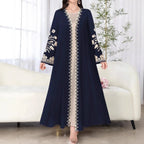 Muslim Women's Long Sleeve Printed Abaya Cardigan Elegant Fashion plus Size Outerwear Polyester Fabric Digital Printing