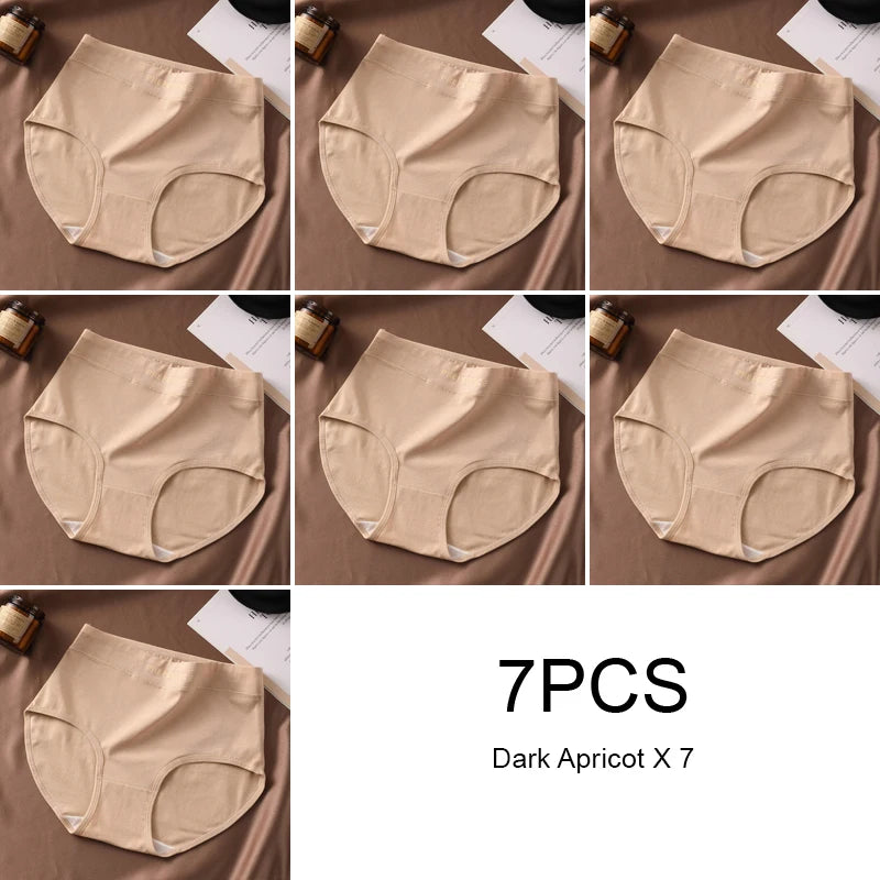 7PCS Woman High Waist Briefs Breathable Underwear Women Large Size Lingerie Pure Cotton Sexy Underware Triangular Panties Female