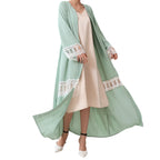 Elegant Floral Embroidered Abaya with Belt and V-Neck Design Long Sleeves Islamic Prayer Dress for Women Stylish Arabic Robe