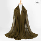 Muslim Chiffon Hijab Women Bubble Chiffon Scarf For Women Ladies Veil Muslim Islam Solid Color Malaysia Musulman Wrap Scarves