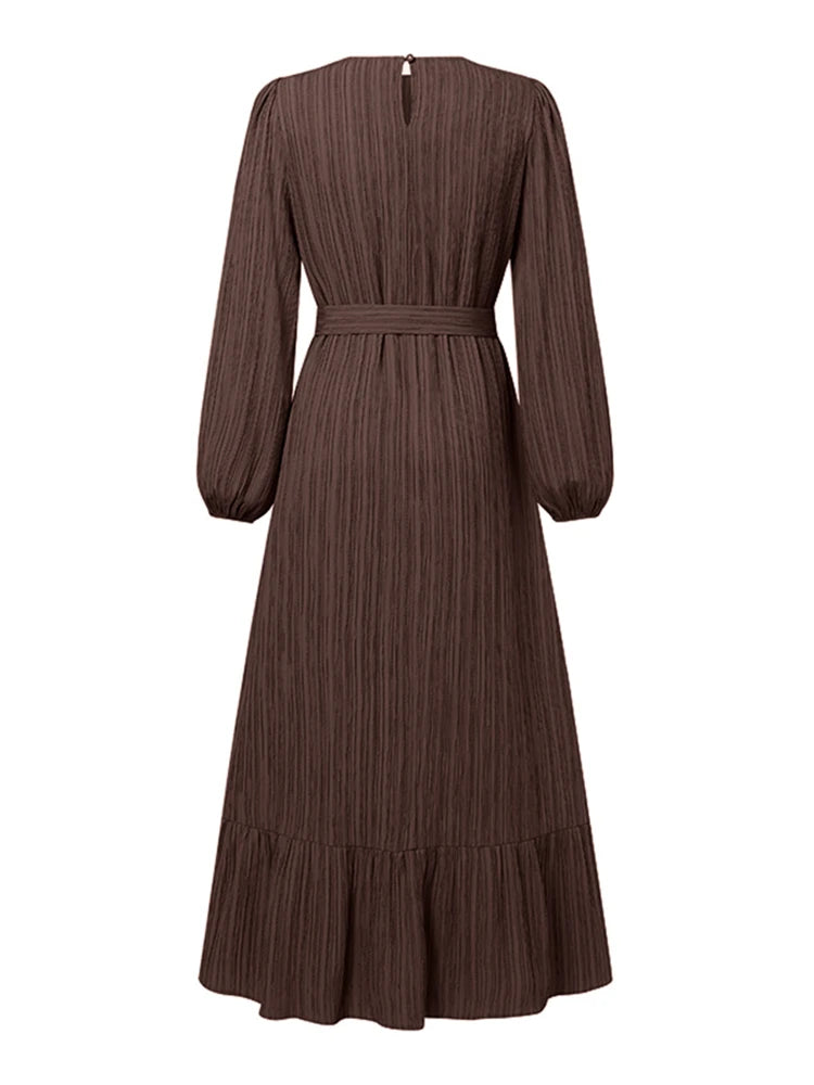 Vintage Muslim Dress Abaya ZANZEA Women Autumn Dresses Long Sleeve Party Dresses Ramadan IsIamic Robe Belted Vestido Kaftan 2026