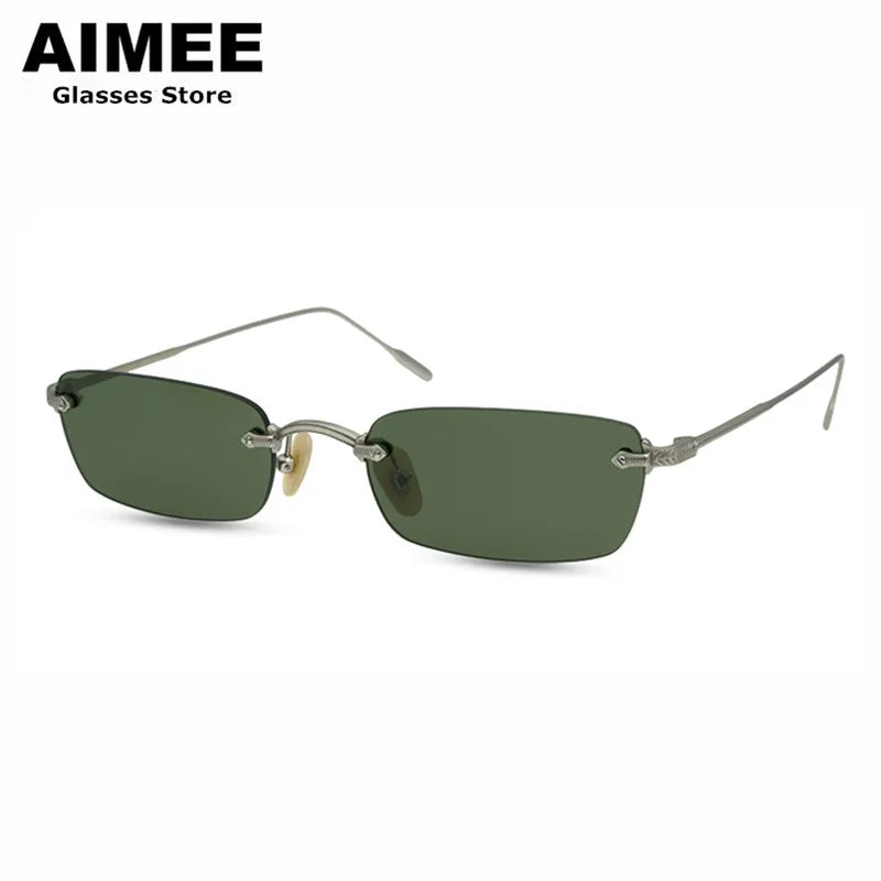 Fashion Rimless Square Titanium Sunglasses Men UV400 Sun Glasses Women Luxury Optical Frameless Eyeglasses Colorful Lens Gafas