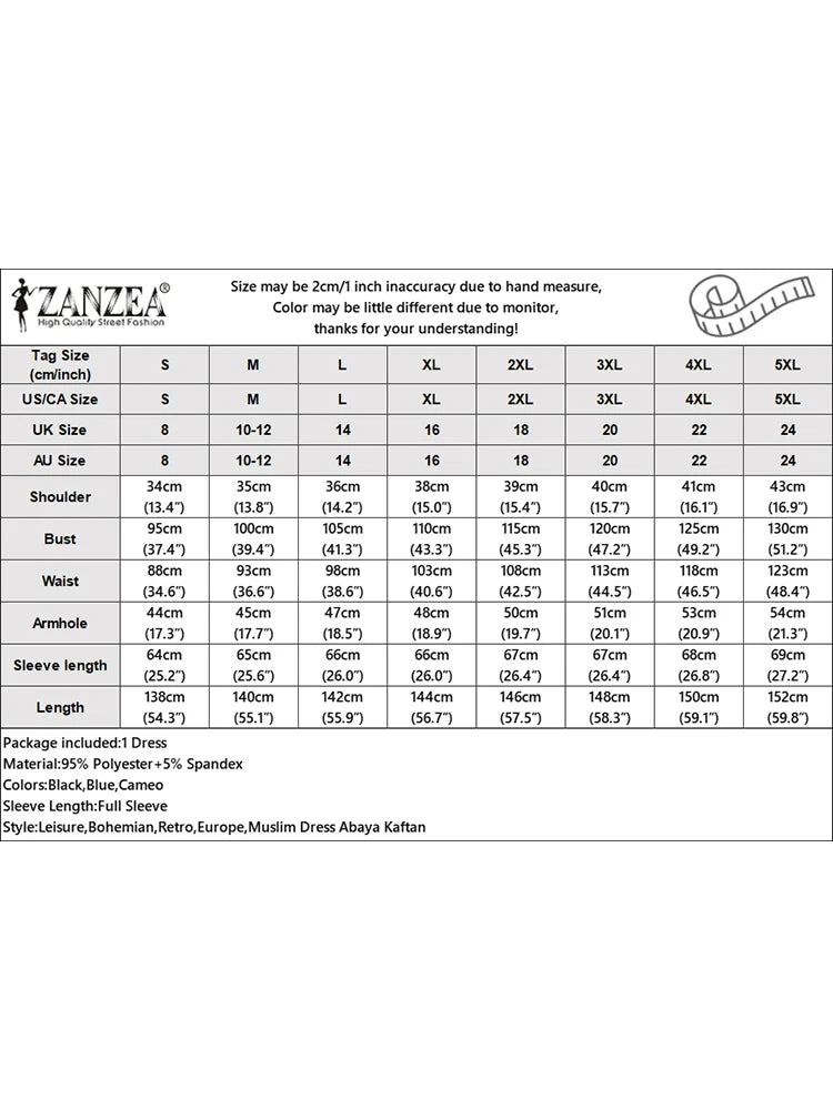 ZANZEA Women Luxury Maxi Dresses Elegant Modest Ruffled Collar Tied Waist Long Sleeve Long Dress Muslim Hijabs Abaya Robes S-3XL