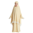 Muslim Kids Girls Hijab Dress Eid Djellaba Khimar Jalabiya Ramadan Skirt Set Prayer Garment Islam Burqa Abaya Robe Kaftan Hooded