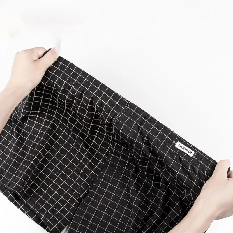 3Pcs Mens Underwear Boxers Shorts Casual Sleep Underpants Homewear Men Arrow Panties Striped Plaid Loose Comfortable Underwear