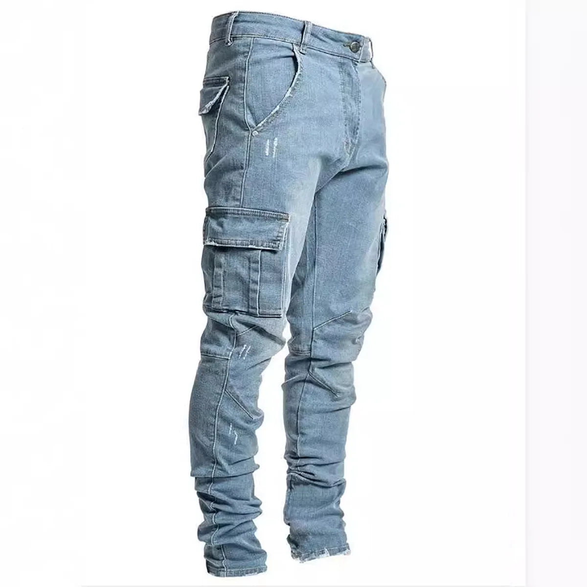 Men's Slim Fit Denim Pants Street Motorcycle Ankle binding High-quality Fashion Tight Fitting Cut Multiple Colors Choose From