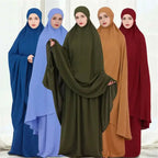 Ramadan Khimar Jalabiya Burqa Abaya Women Muslim Dress Prayer Garment Islam Clothing Eid Skirt 2 Pieces Set Robe Kaftan Djellaba