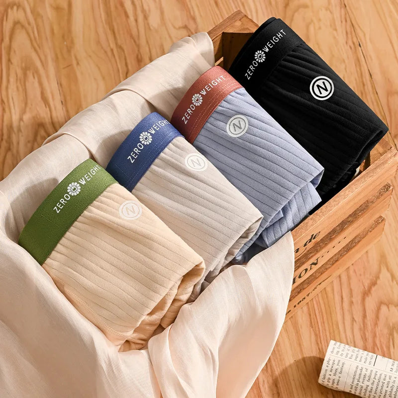 4PCS/Lot Boxer Shorts Mens Panties Cotton Men's Underwear Breathable Man U Convex Lingerie Comfortable Striped Men Boxers