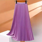 Ladies Fashion Casual Long Skirt Elegant Vintage Pleated Skirts Women Temperament Party Wear Faldas Woman Clothing Streetwear