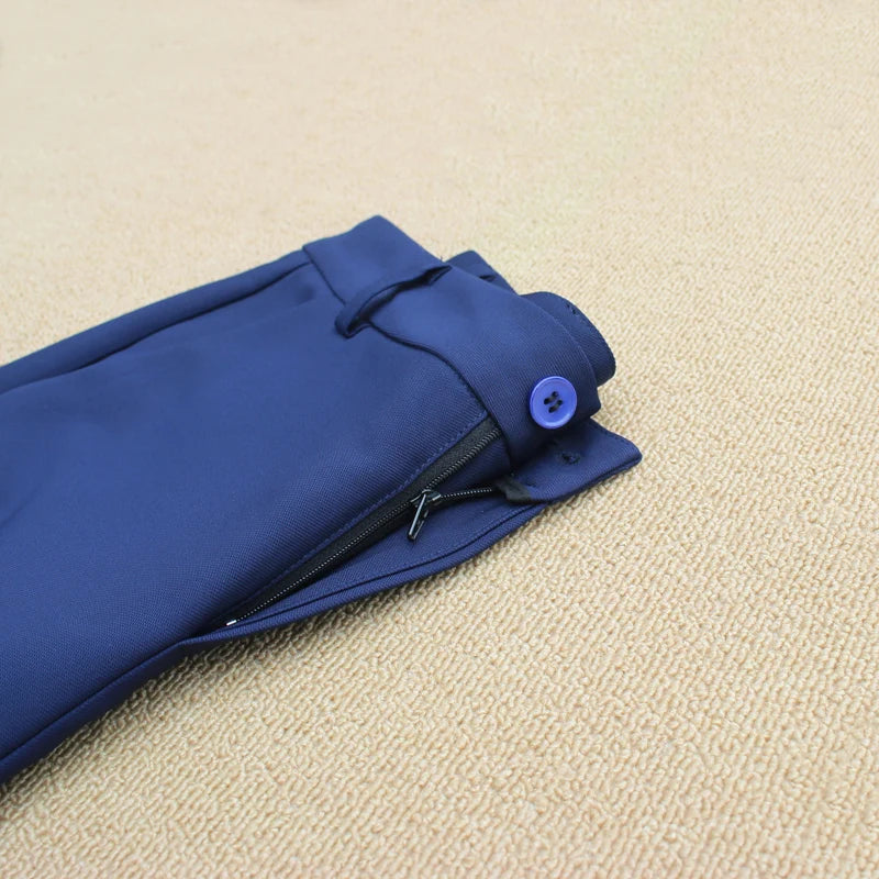 Eadodo Dark Blue Women's Dress Pants, Spring and Autumn Ol Business Attire Suit Pants, Dark Blue Work Pants, Slim Straight Pants, Drapey Wrinkle-Resistant Polyester Fabric Women's Casual Long Pants