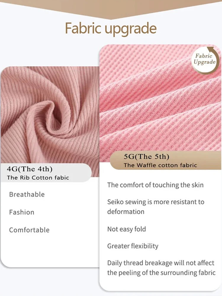 6PCS/Set Cotton Waffle Underwear for Women Sexy Low-Waist Brazilian Panties Female Breathable Solid Color Soft Lingerie Bikini