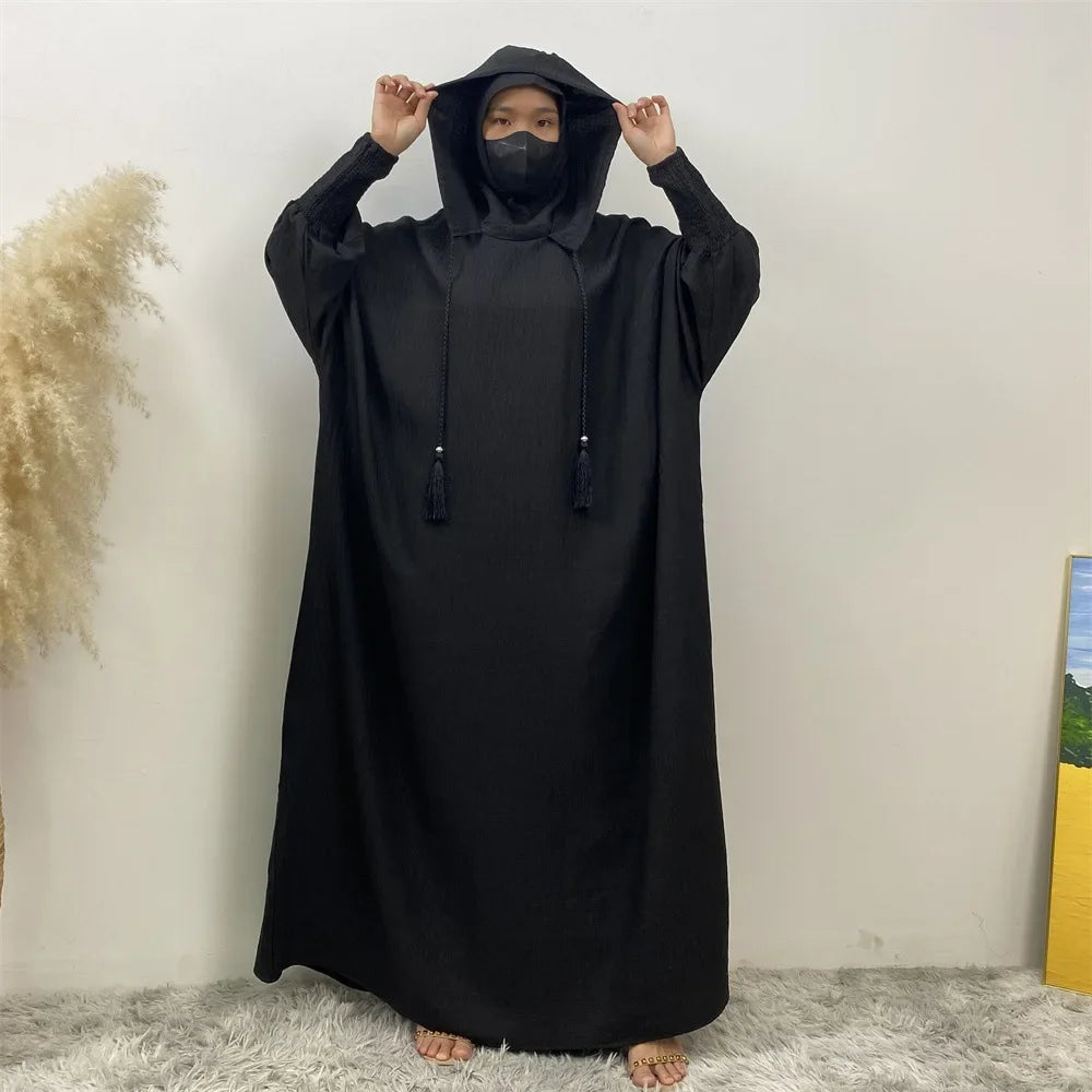 Layered Hoodies Abaya for Women Islamic Clothes One Piece Hooded Prayer Long Dress Muslim Dubai Turkey Modest Kaftan Ramadan Eid