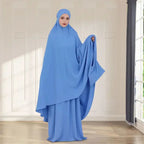 Ramadan Khimar Jalabiya Burqa Abaya Women Muslim Dress Prayer Garment Islam Clothing Eid Skirt 2 Pieces Set Robe Kaftan Djellaba