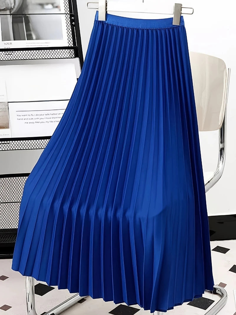 Ladies Fashion Casual Long Skirt Elegant Vintage Pleated Skirts Women Temperament Party Wear Faldas Woman Clothing Streetwear