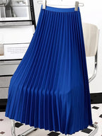 Ladies Fashion Casual Long Skirt Elegant Vintage Pleated Skirts Women Temperament Party Wear Faldas Woman Clothing Streetwear