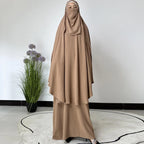 Jilbabs Muslim Women Prayer Abaya Set, Abaya Dress+Long Khimar+Niqab Veil, Dubai Turkish Ramadan Eid Hijabi Islamic Clothing