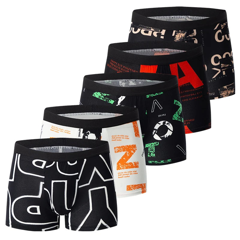 5/10 Pcs Men's Fashionable Printed Multi-color Combination Underwear Shorts Youth Casual Sports Underwear Boxer Shorts Home Pant
