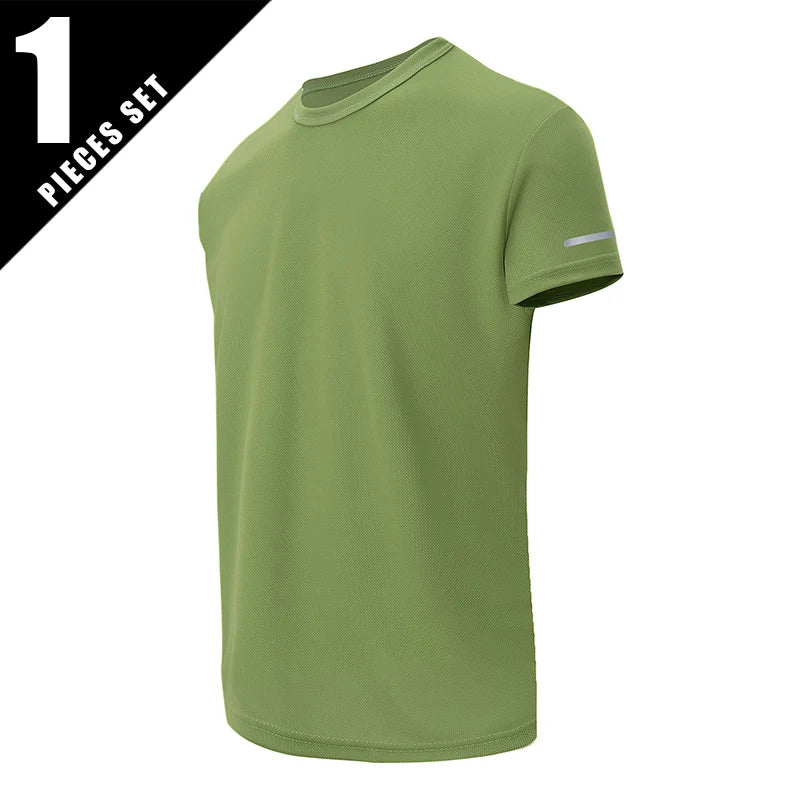 1/2/4Pcs Men's Summer Solid Color Mix And Match Short-sleeved Young Men's Loose Quick-drying Sports Running Shirt Middle-aged T-
