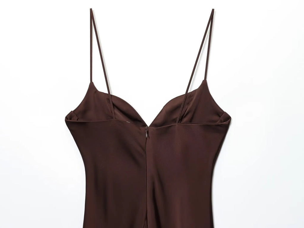 2025 Summer New Products Women's Temperament Sexy Satin Textured Dress Fashion Sexy Suspender Dress